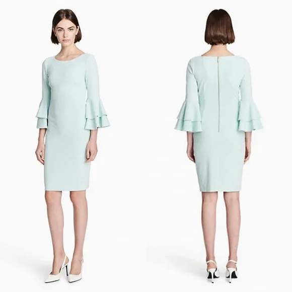 Calvin Klein Women's Scuba Crepe 3/4 Bell Sleeve Sheath Dress Calvin Klein Women's Scuba Crepe 3/4 Bell Sleeve Sheath Dress